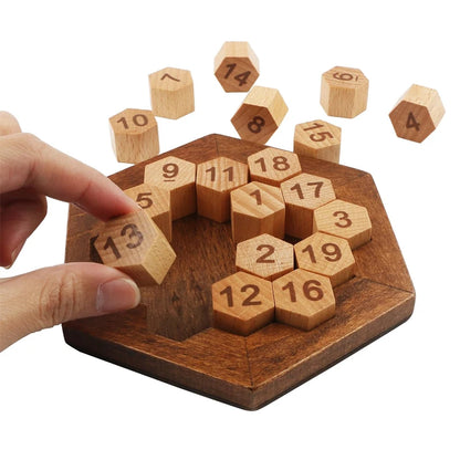 Sudoku Hexagon Tangram Puzzle Wooden Brain Puzzles for Kids