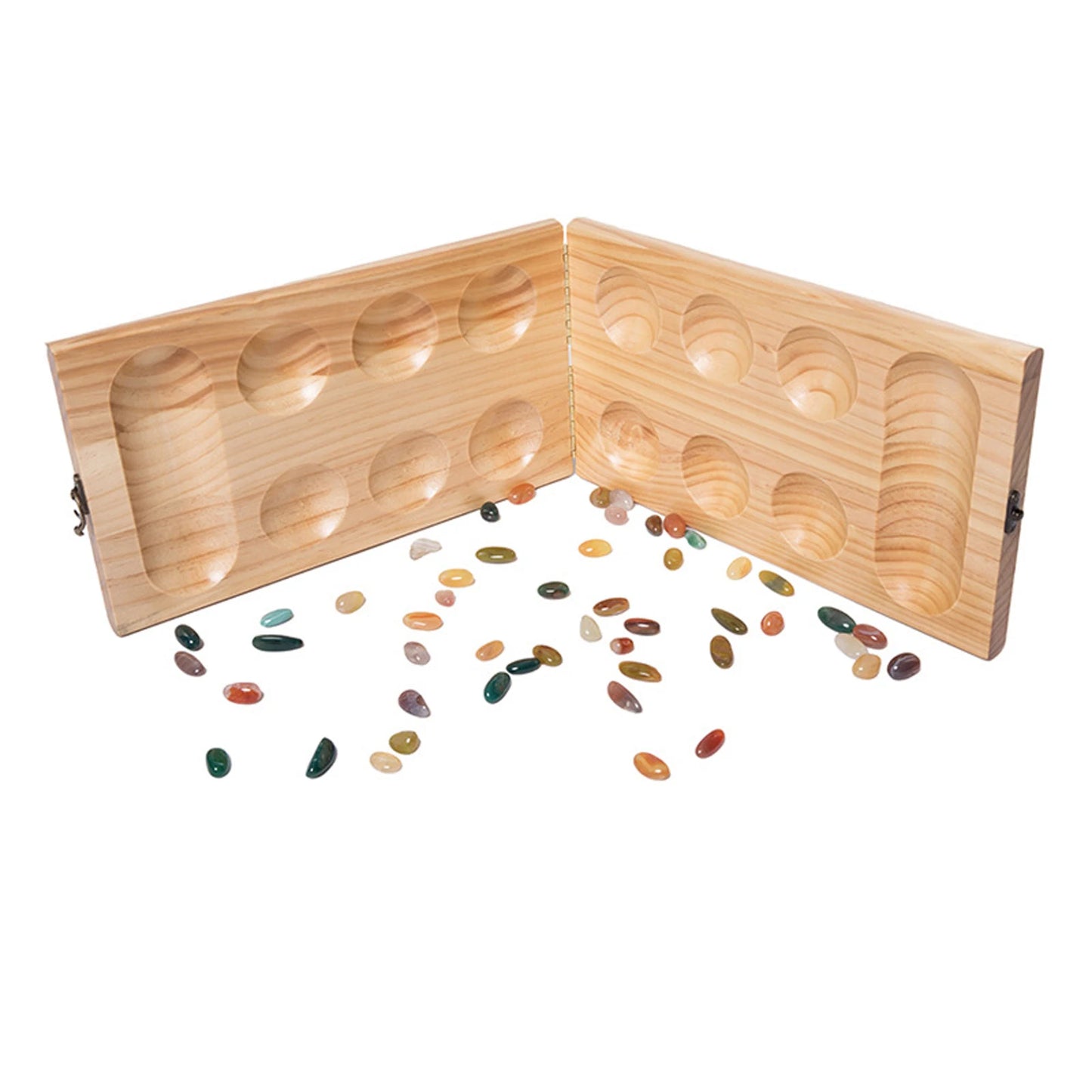 Classic Mancala Board Game with Colored Stones Timeless Strategy Game for Friends and Family with Folding Game Board