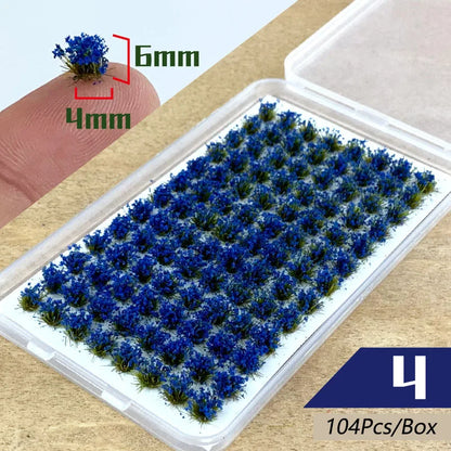 104Pcs Miniature Static Flower/Grass Tuft Plant Model Kit for Diorama Railway/Building/Garden Micro Landscape Model Making
