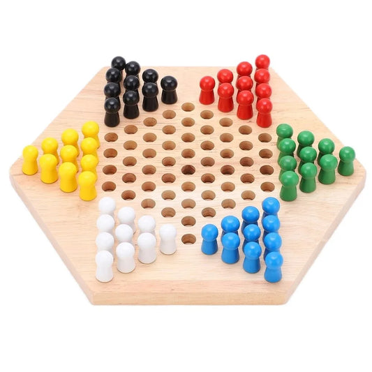 Chinese Checkers Wooden Colorful Chinese Checker Board Game for Kids Family Play