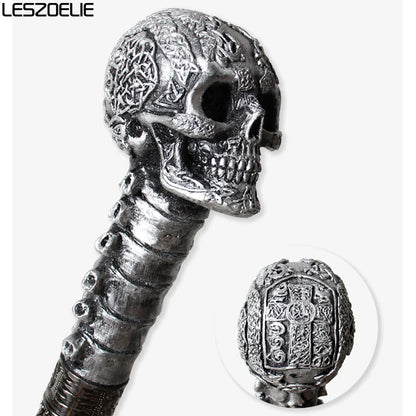 Silver Black Resin Skull Head Walking Stick Fashion Decorative Religious Women's Halloween Cosplay Canes Man's Walking Sticks