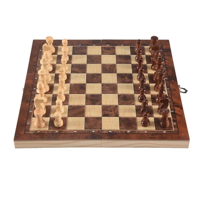 Hot Selling 3 In 1 Wooden International Chess Set Board Travel Games Chess Backgammon Draughts Entertainment