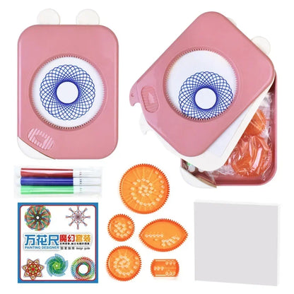 Spirograph Drawing Kit with Storage - Interlocking Gear Art Set for Kids