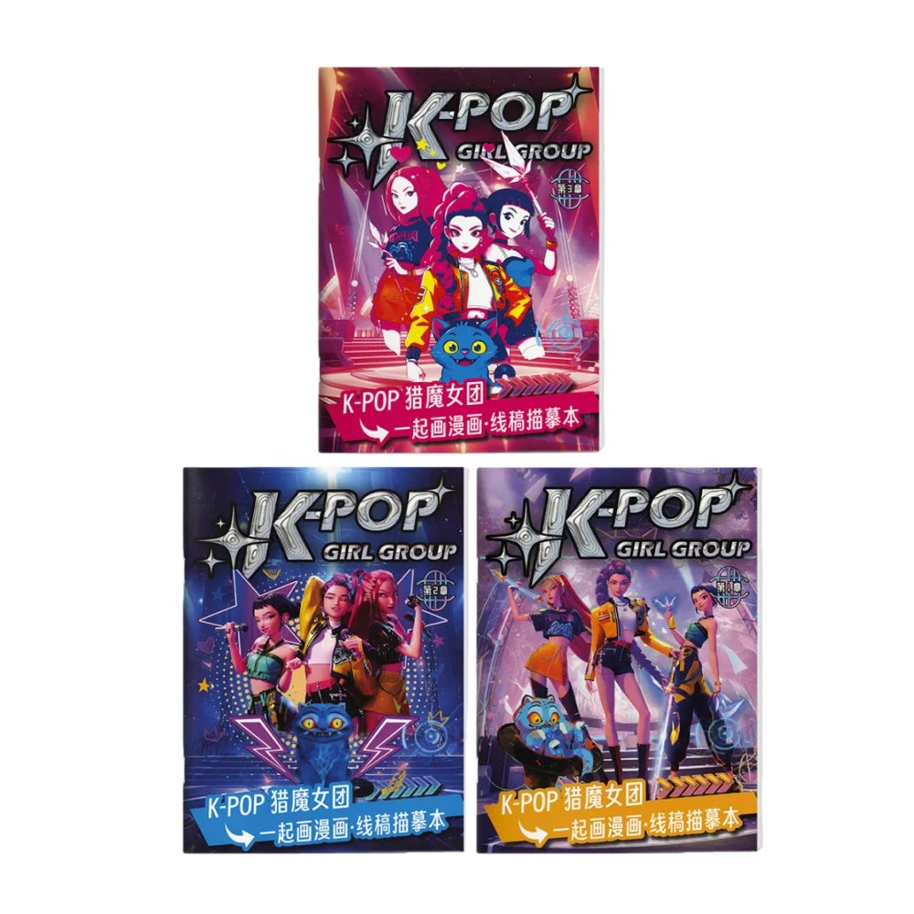 Kpop Demon Hunters Coloring Book Anime Character Rumi Mira Zoey Cute Line Drawing Tracing Sketch Copying Picture Book Kids Gifts