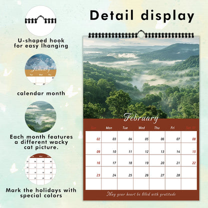 1pc Nature Landscape Wall Calendar -Scenic Theme, 12 Different Designs, Suitable as a Gift for Birthdays, Christmas and New Year
