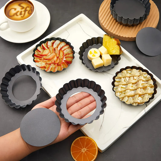Mini Tart Pans Small Cake Mold,With Removable Bottom,Nonstick Cake Pan,Round Quiche Pie Pan Set, Cupcake Muffin Mold Baking Tool