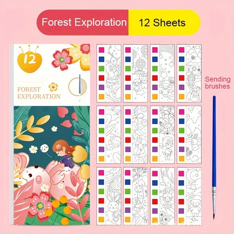 5-Pack Pocket Watercolor Coloring Book Set: Enhance Creativity and Concentration with Miniature Art Supplies