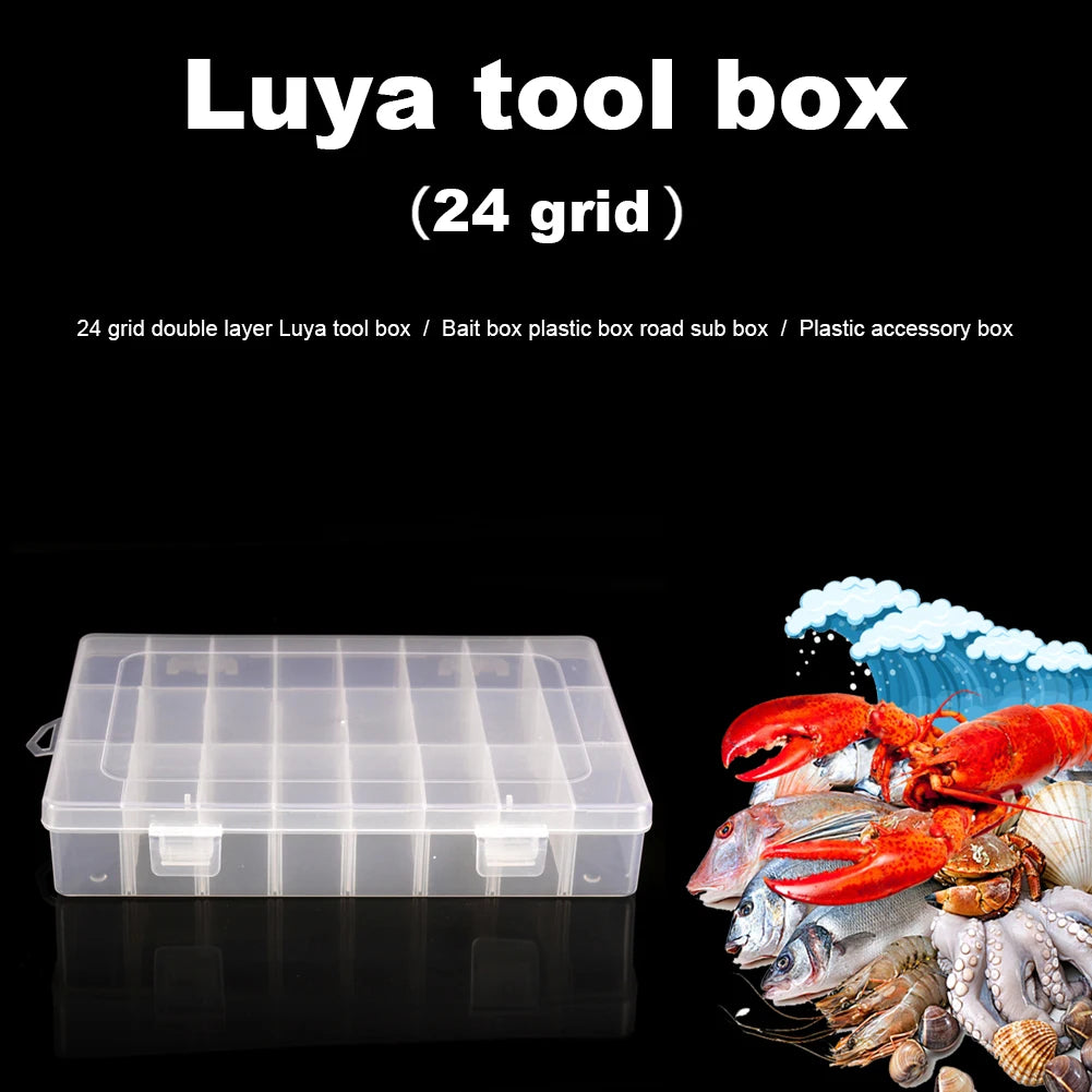 10/15/24 Grids Fishing Tackle Box Fishing Box Plastic Tackle Box Fishing Lure Bait Hooks Storage Box for Lures Hooks for Fishing