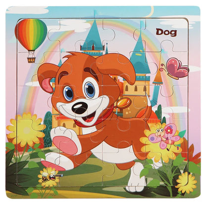 New 20 Piece Wooden 3d Puzzle Cartoon Animal Vehicle Jigsaw Puzzle Montessori Educational Toys For Kids Baby 1 2 3 Years