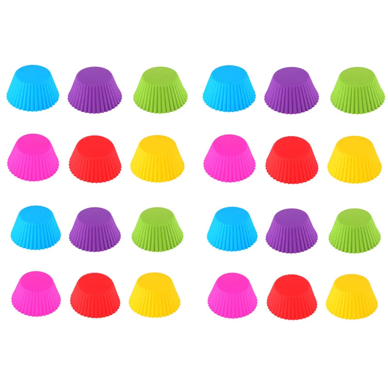 1-24Pcs/Set Silicone Cake Mold Round Shaped Muffin Cupcake Baking Molds Kitchen Cooking Bakeware Maker DIY Cake Decorating Tools