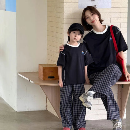 Family Clothes Tees Father Mother and Daughter Son Kids Cotton Short Sleeve T Shirts Fashion Korea Parents and Children Clothes