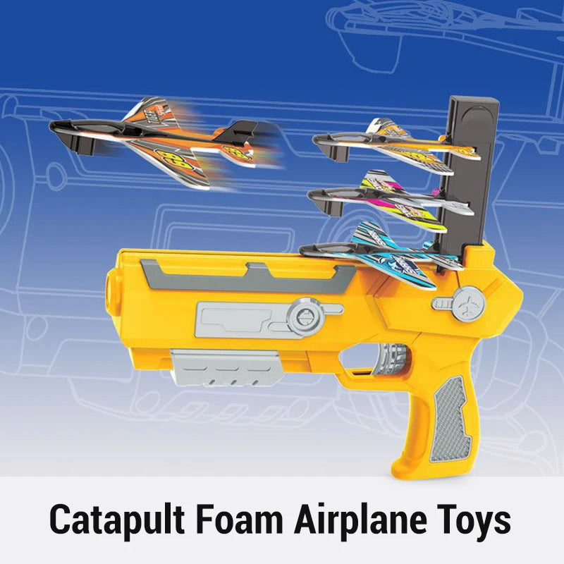 Children's Catapult Foam Plane Toy Ejection Aircraft Gun Outdoor Sports Toy Parent-Child Interactive Shooting Game Airplane Toys
