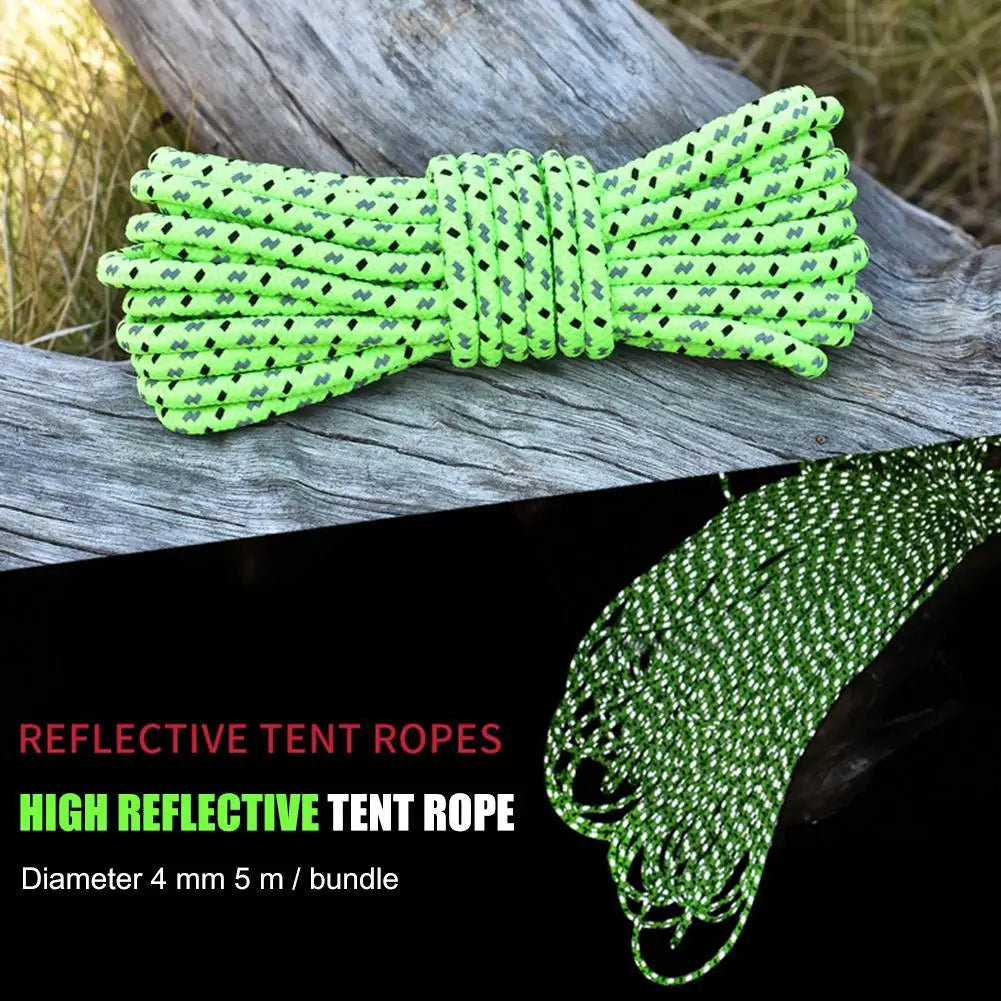 20m 4mm Survival Paracord Nylon Reflective Camping Tent Extension Ropes No Joints Tents Pull Cord  Outdoor Equipment