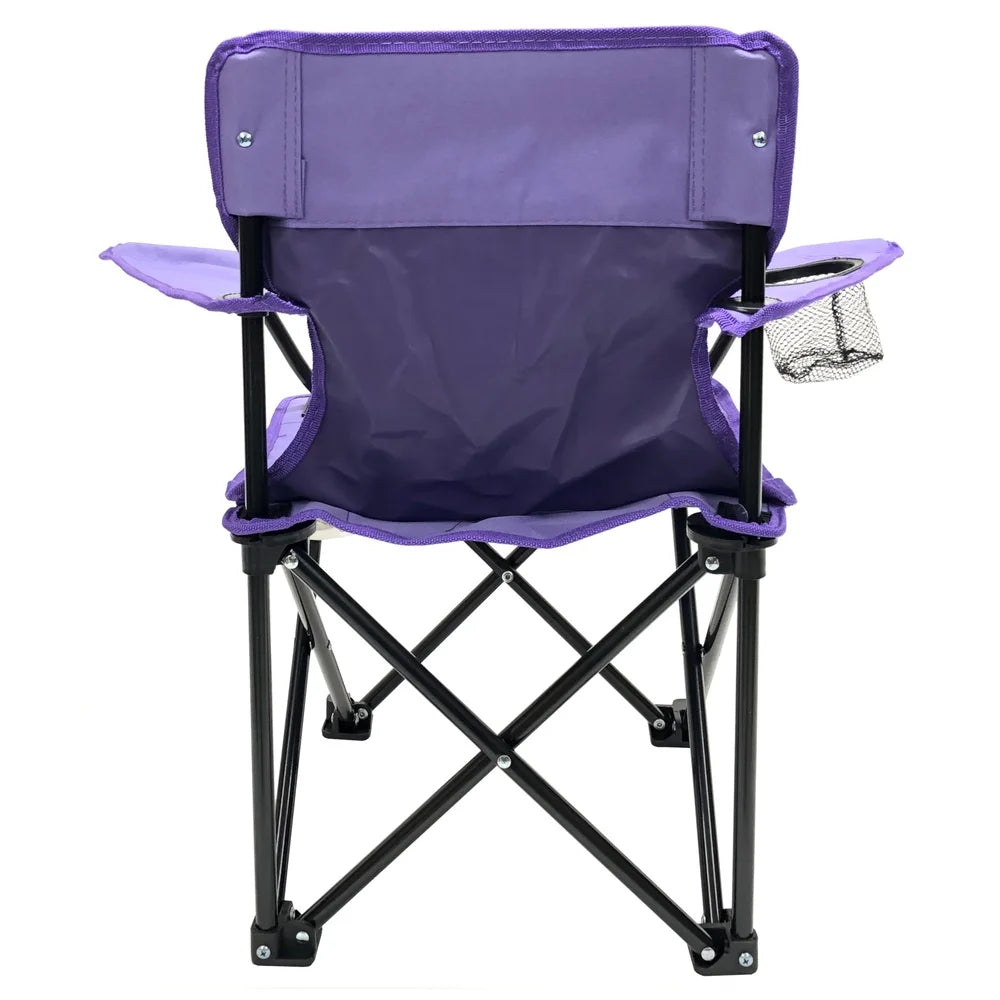 Kids Toddler Chair Lightweight Folding with Carry Bag Armrests Drink Holder Safety Locks Great Camping Parks Events