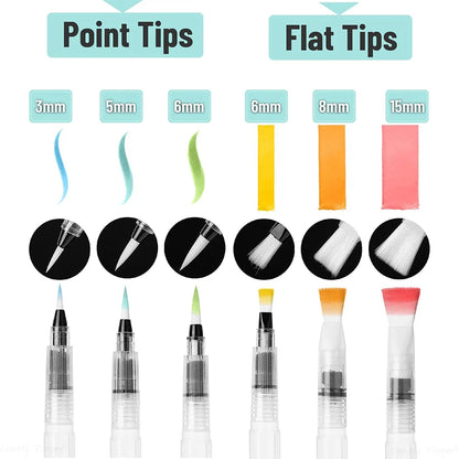 12 pcs Watercolor Brush Pens,Watercolor Brushes Set, Water Color Pens, Watercolor Brush Set, Refillable Brush Pen