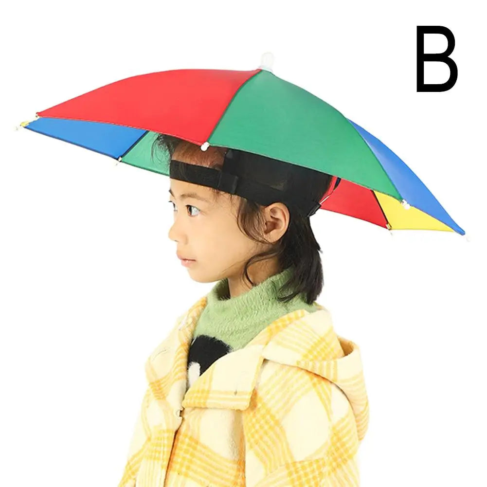 Children Rain Umbrella Hat Portable Foldable Outdoor Headwear Shade Head Hats Cap Beach Sun Camping Kids Waterproof Fishing K5F9
