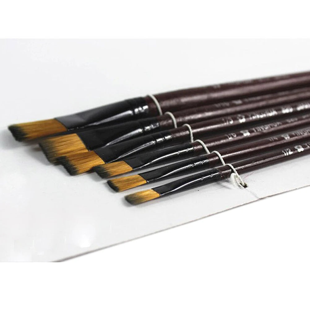 6Pcs/Set Nylon Hair Acrylics Art Paint Brush Different Size Watercolor Oil Painting Set