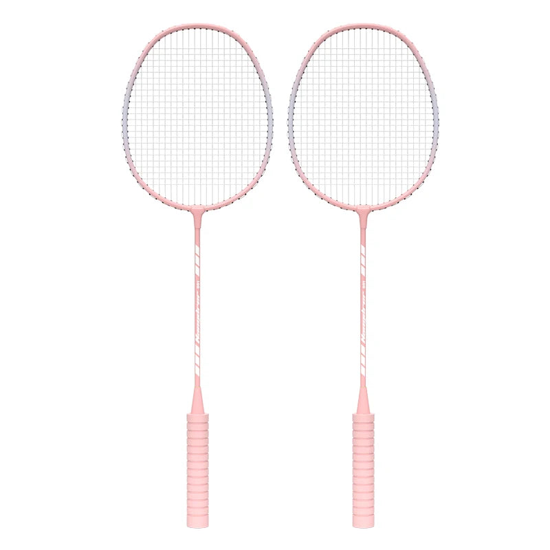 Double Badminton Racket Set For Adults With Durable High Elasticity Good Looks Foam Handle Feathers Professional Defensive