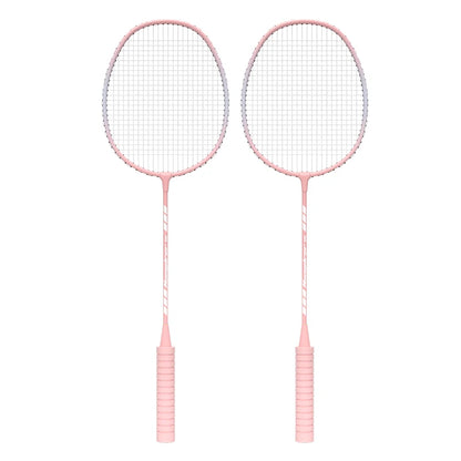 Double Badminton Racket Set For Adults With Durable High Elasticity Good Looks Foam Handle Feathers Professional Defensive