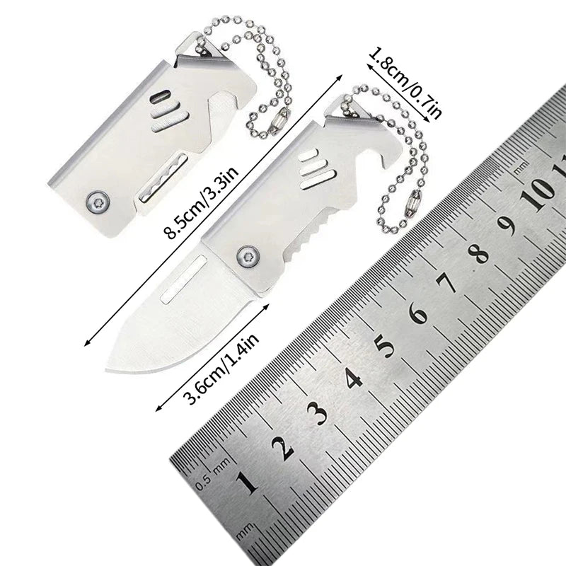 Outdoor Mini Folding Knife Portable Stainless Steel Survival Pocket Knife Camping Backpack Keychain Pendant Camping Hiking Tools