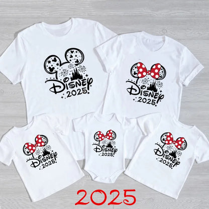 2025 Disney Trip Mickey Minnie Mouse Family Matching Shirts Cotton Dad Mom Bro Sis Kids T Shirt Baby Rompers Matching Clothes