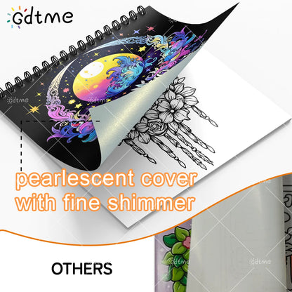 BOHO MOON Coloring Book for Adult Featuring Spiral binding 24pages for Relaxation Kid Educational DIY Painting Drawing Book