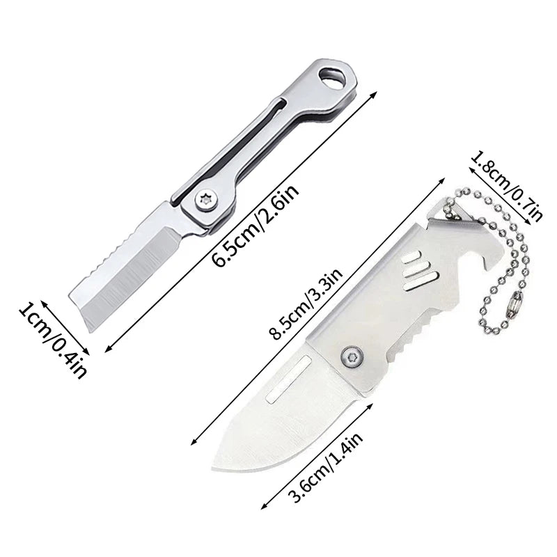 Outdoor Mini Folding Knife Portable Stainless Steel Survival Pocket Knife Camping Backpack Keychain Pendant Camping Hiking Tools