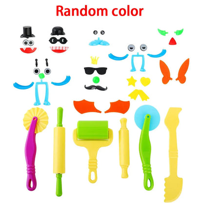 Playdough Molds Dough Accessories Handicraft Toys Cutter Roller Hat Eyes Nose Plasticene Models Kindergarten Kids DIY Crafts