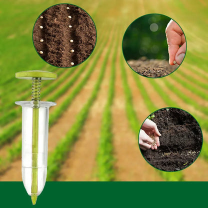 Mini Sowing Seed Dispenser 5 Different Settings Handheld Seed Planter with 2 Transplanting Tools Hand Seeder Gardening Supplies