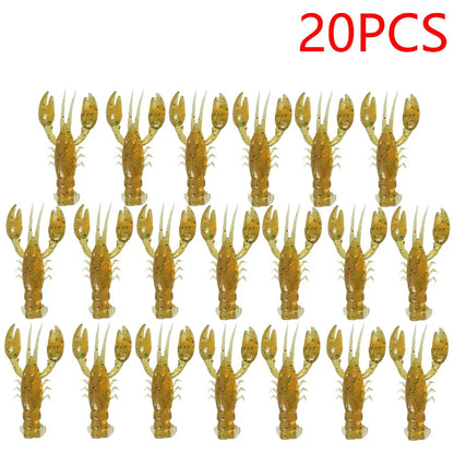 20pcs Crawfish Artificial Bait Shrimp Lobster Claw Lure For Bass Trout Pike Salmon Soft PVC Fishing Lures Swimbait 5.5cm/2.3g