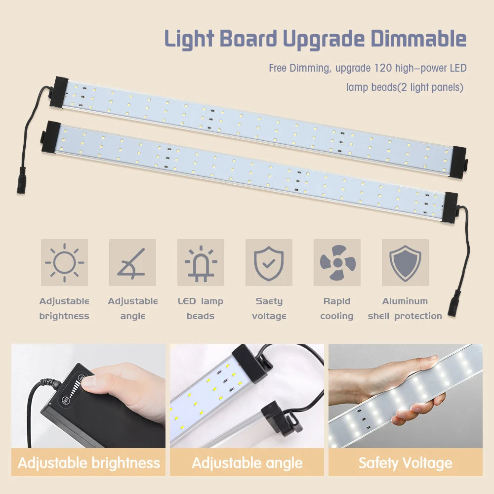 Photo Light Studio Soft Boxes Portable Foldable Dimmable Photography Table Shooting Tents Kit With 3Pcs Background Board