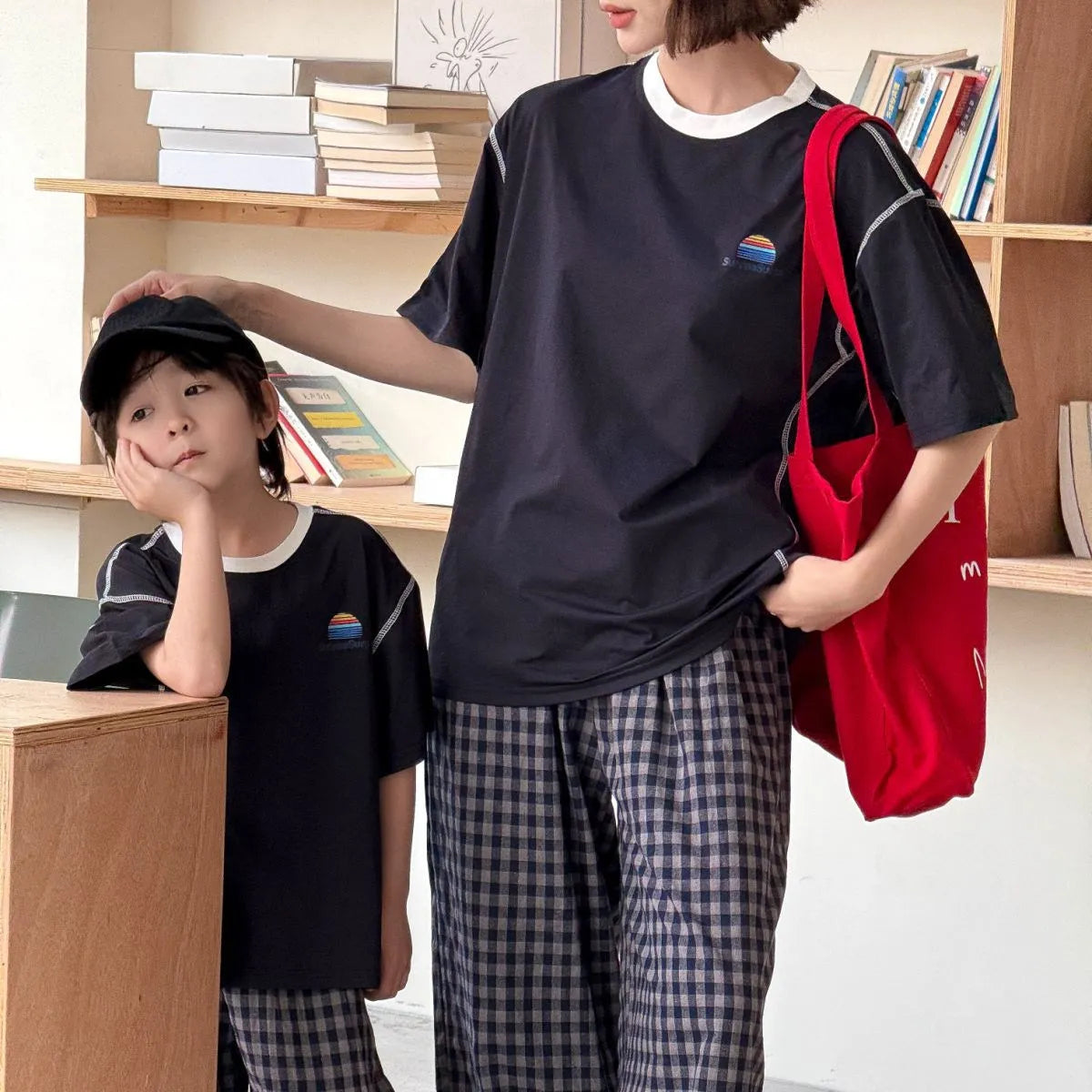 Family Clothes Tees Father Mother and Daughter Son Kids Cotton Short Sleeve T Shirts Fashion Korea Parents and Children Clothes