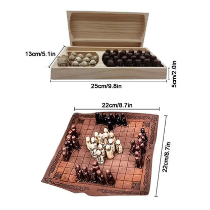 Viking Game Chess Set Traditional Two-Player Strategy Board Game Folding Chess Board Resin Chess Pieces Entertainment