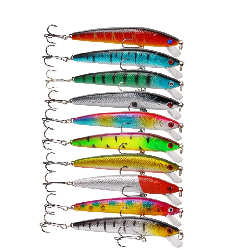 20pcs Long Tail Minnow Fishing Lure 8g11g Floating Hard Bait Bionic Plastic Bait Set 3D Eye 10 Color Carp Perch Fishing Tackles