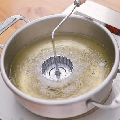 Aluminum Swedish Rosette Iron Maker Waffle Timbale Molds Funnel Cake Ring Maker Cookie Bake Mold Bunuelos Mold With Handle