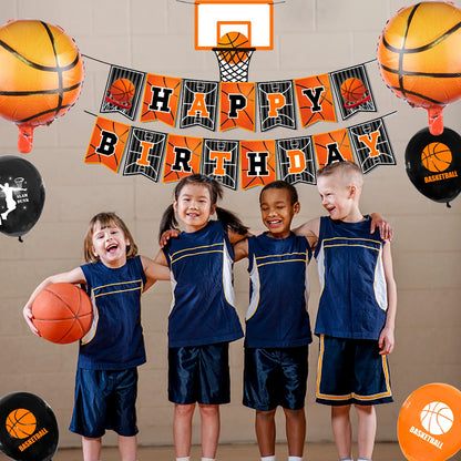 Basketball Birthday Decorations,98pcs Basketball Party Supplies and Decorations Set -Balloons Banner Tablecloth Plates ect