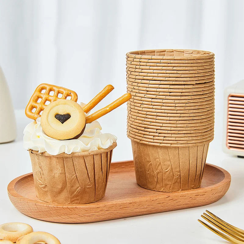 50/100pcs Non-stick Cupcake Tray DIY Cake Mold Rolled Edge Cups 3.25oz Mini Pack Muffins Cup Children's party Baking Supplies