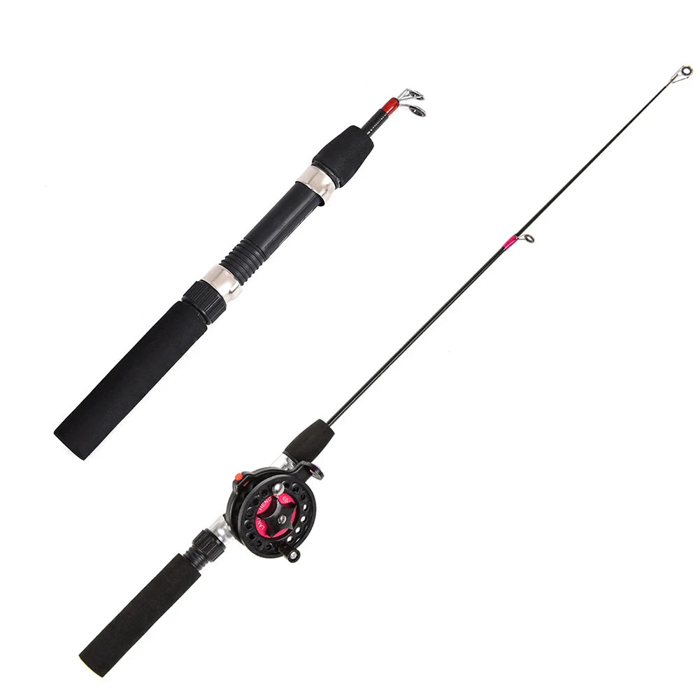 Telescopic Ice Fishing Rod 2 Sections Fishing Pole Small Short Sea Pole for River Lake Reservoir Ice Fishing and So On