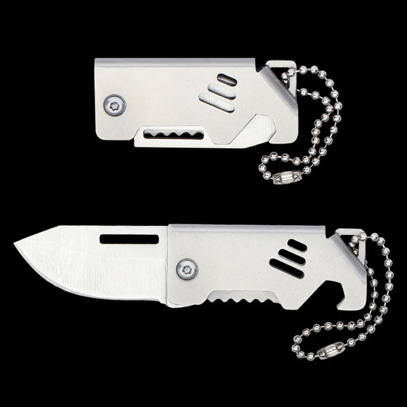 Outdoor Mini Folding Knife Portable Stainless Steel Survival Pocket Knife Camping Backpack Keychain Pendant Camping Hiking Tools