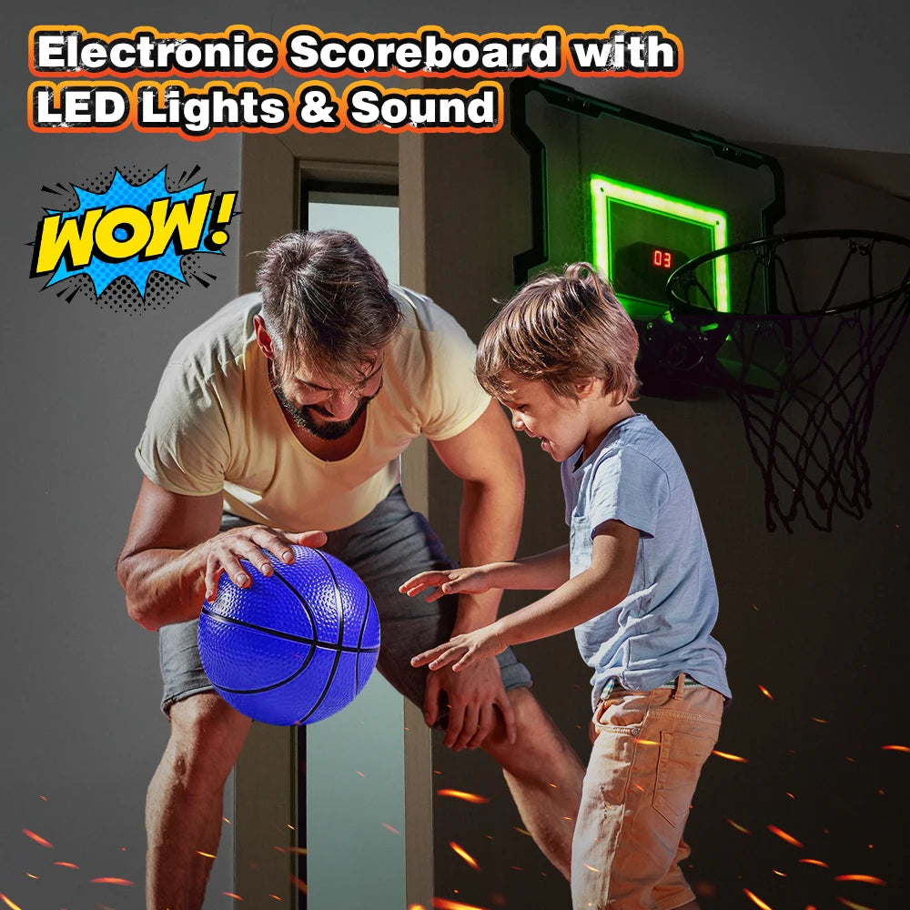 VATOS Mini Basketball Hoop Shooting Game Set Toy Electronic Score Board Auto Sound Light For Kids Teens Adults Indoor Games