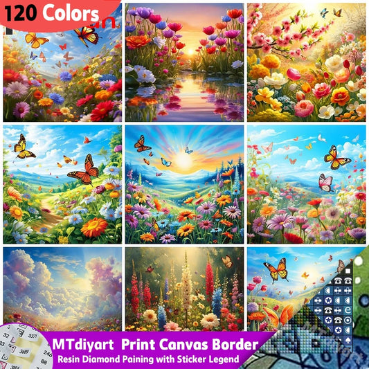 Butterfly Landscape Diamond Paintings Resin 120 Colors 5d Diy Full Drill Mosaic Flower Home Decorative Craft Kit Rhinestone