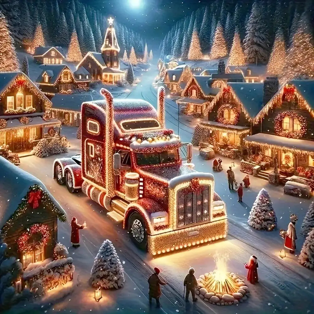 EverShine Diamond Embroidery House Landscape Winter Full Drill Mosaic Car Diamond Painting Christmas Craft Kit Home Decor Gift