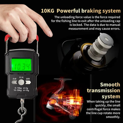 1 Piece Two-Hand Rotating Fishing Reel, He1000-7000 Series, 5.2:1 Gear Ratio, 22.05lb Extraction, Smooth and Sensitive Aluminum Alloy Body, Pa Nylon, Left/Right Hands Can Be Changed, Suitable for Freshwater and Saltwater