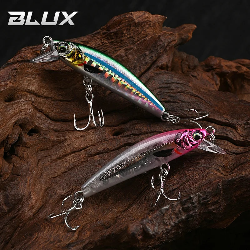 BLUX Gravity Minnow 50mm Long Cast Heavy Shrink Fishing Lure 4.3g Wobbler for Freshwater Saltwater Bass Pike Hard Plastic Bait