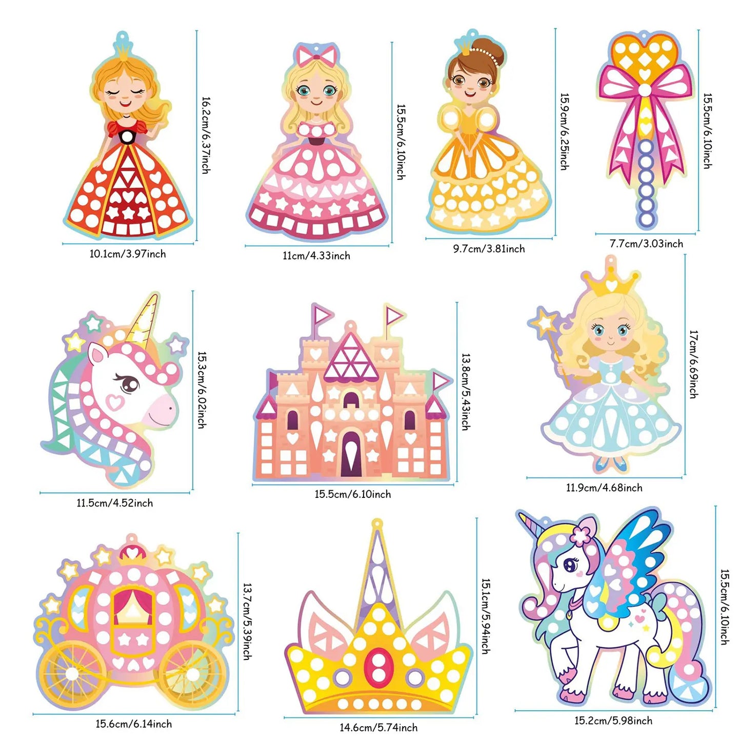 Holographic Mosaic Princess Mermaid  Art Set DIY Craft Kit Foil Stickers For Birthday Gift For Travel Gift DIY Decor