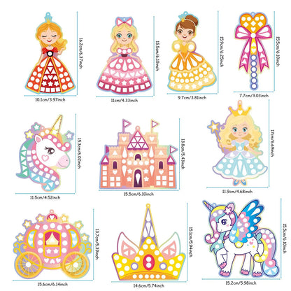 Holographic Mosaic Princess Mermaid  Art Set DIY Craft Kit Foil Stickers For Birthday Gift For Travel Gift DIY Decor