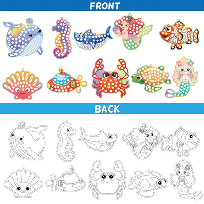 Holographic Mosaic Princess Mermaid  Art Set DIY Craft Kit Foil Stickers For Birthday Gift For Travel Gift DIY Decor