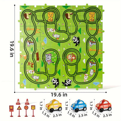 39 Pcs Jigsaw Puzzle Race Track Car Set Toys For Kids Puzzle