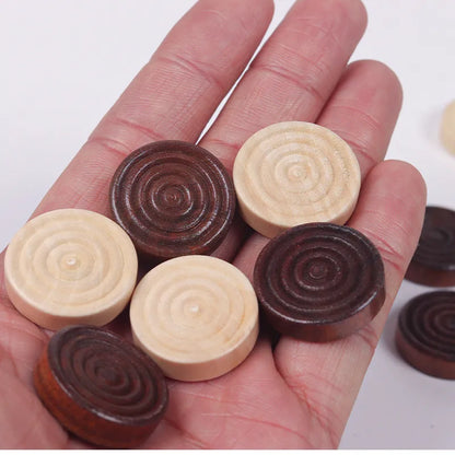 24Pcs/set Wooden Chips Round Checkers Pieces For Backgammon Chess Game Accessories