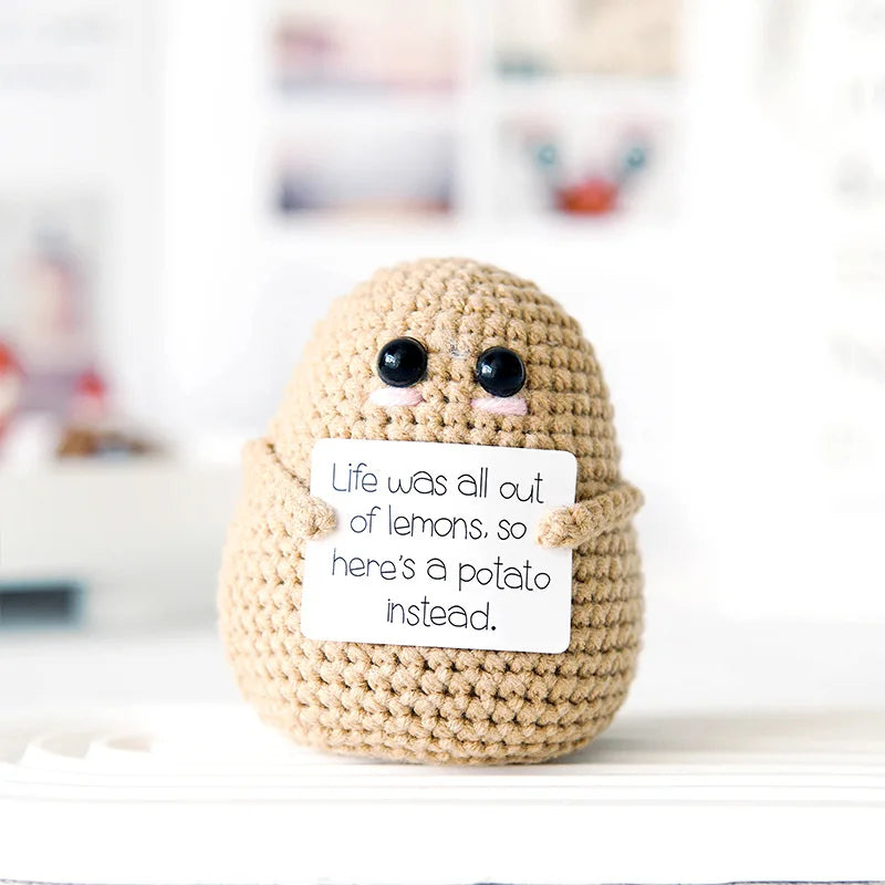Handcrafted Positive Potato Decor - Emotional Support Crochet, Monochrome DIY Craft Kit, All-Season Quirky Potato Ornament Gift